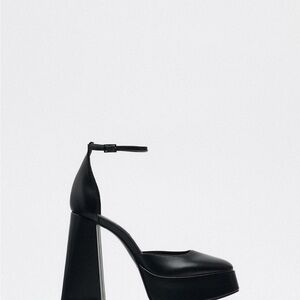 Zara Black Platform Heels with Ankle Strap